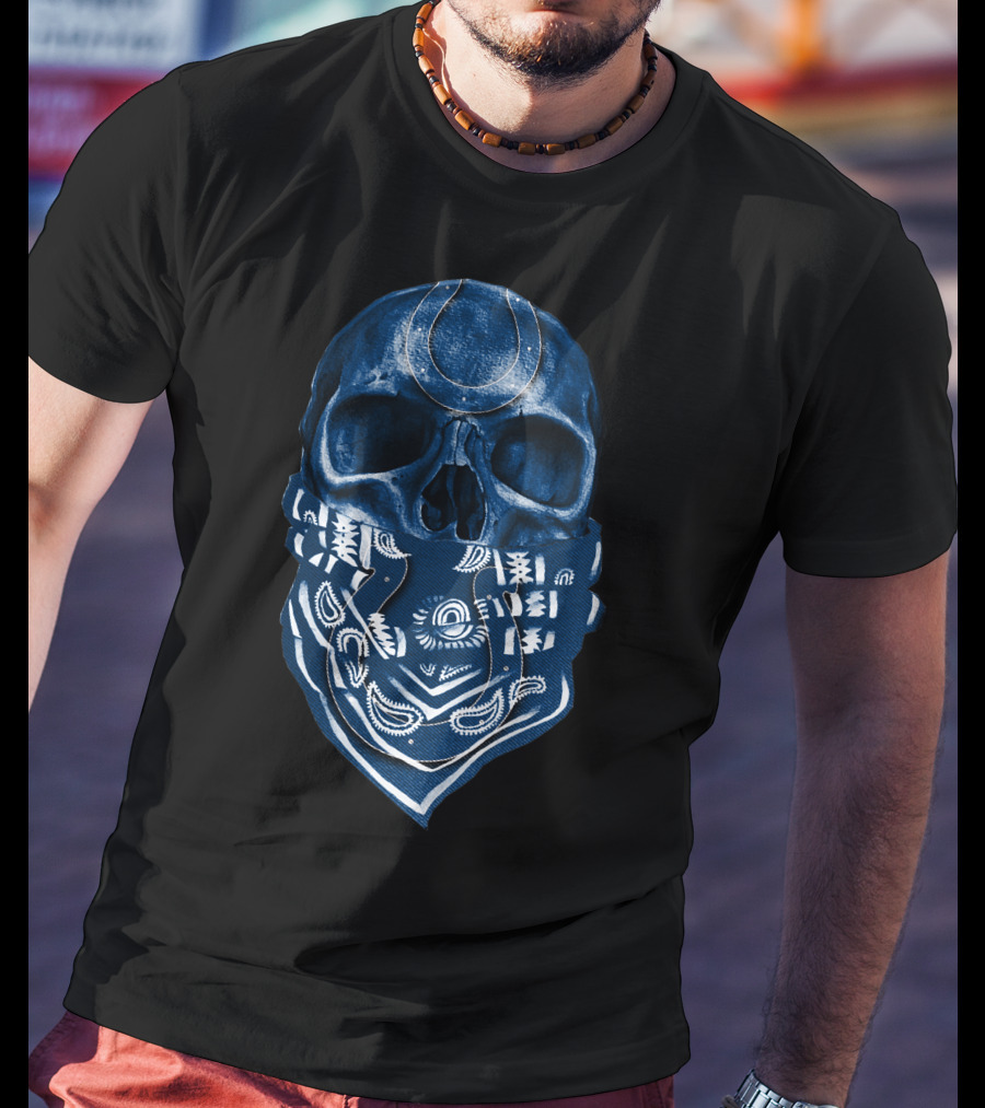 Indianapolis Colts Skull Bandana T-Shirt