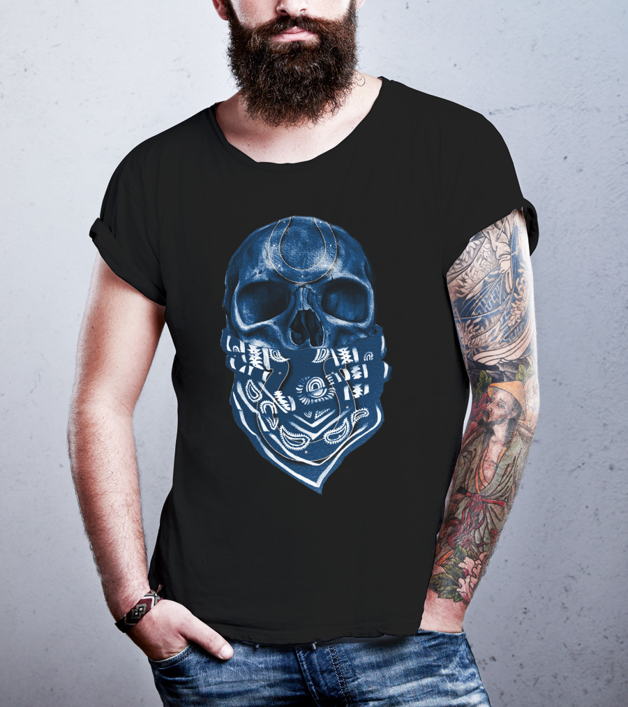 Indianapolis Colts Skull Bandana T-Shirt