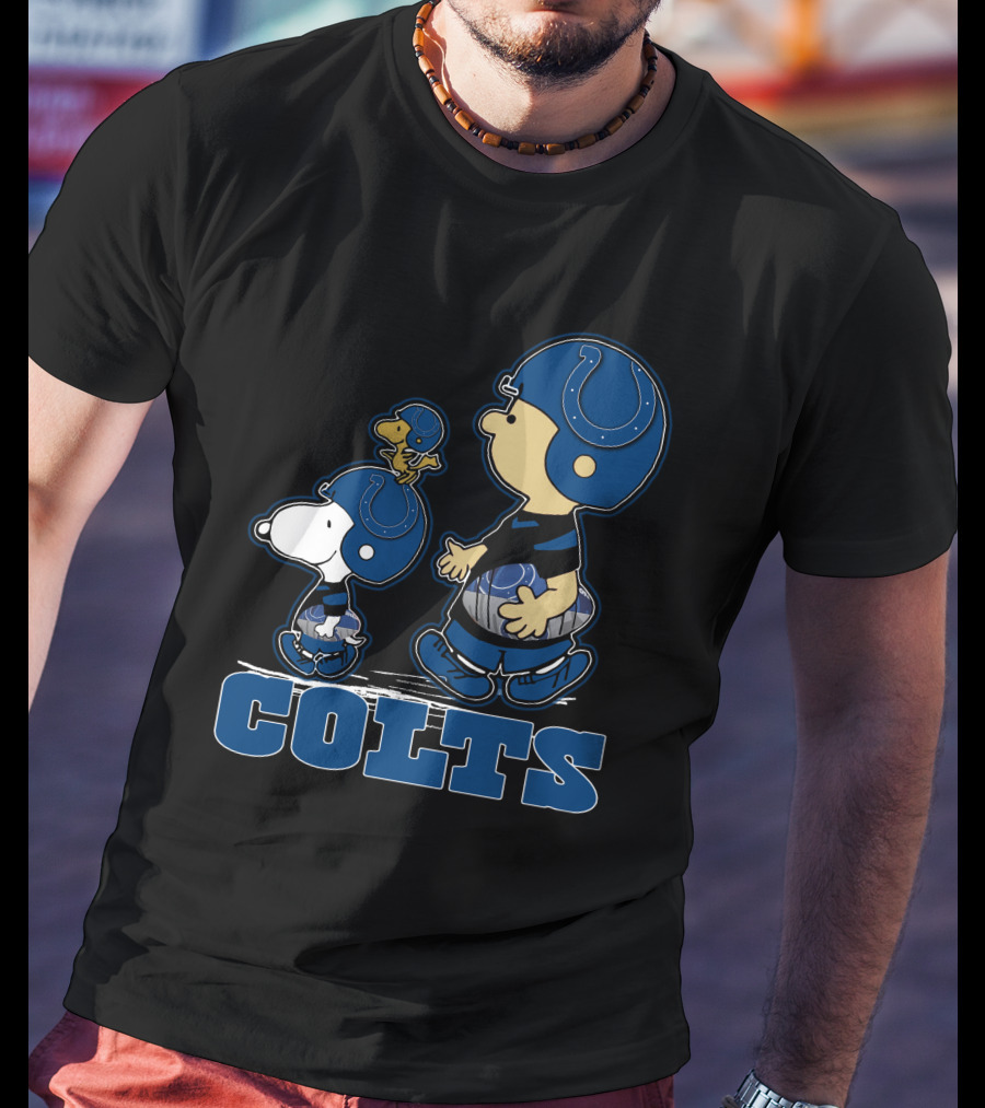 Peanuts Characters Wearing Indianapolis Colts Football Helmets Colts T-Shirt