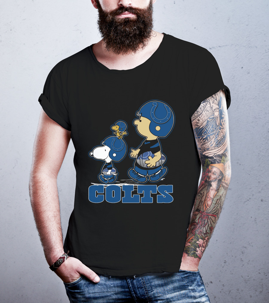 Peanuts Characters Wearing Indianapolis Colts Football Helmets Colts T-Shirt
