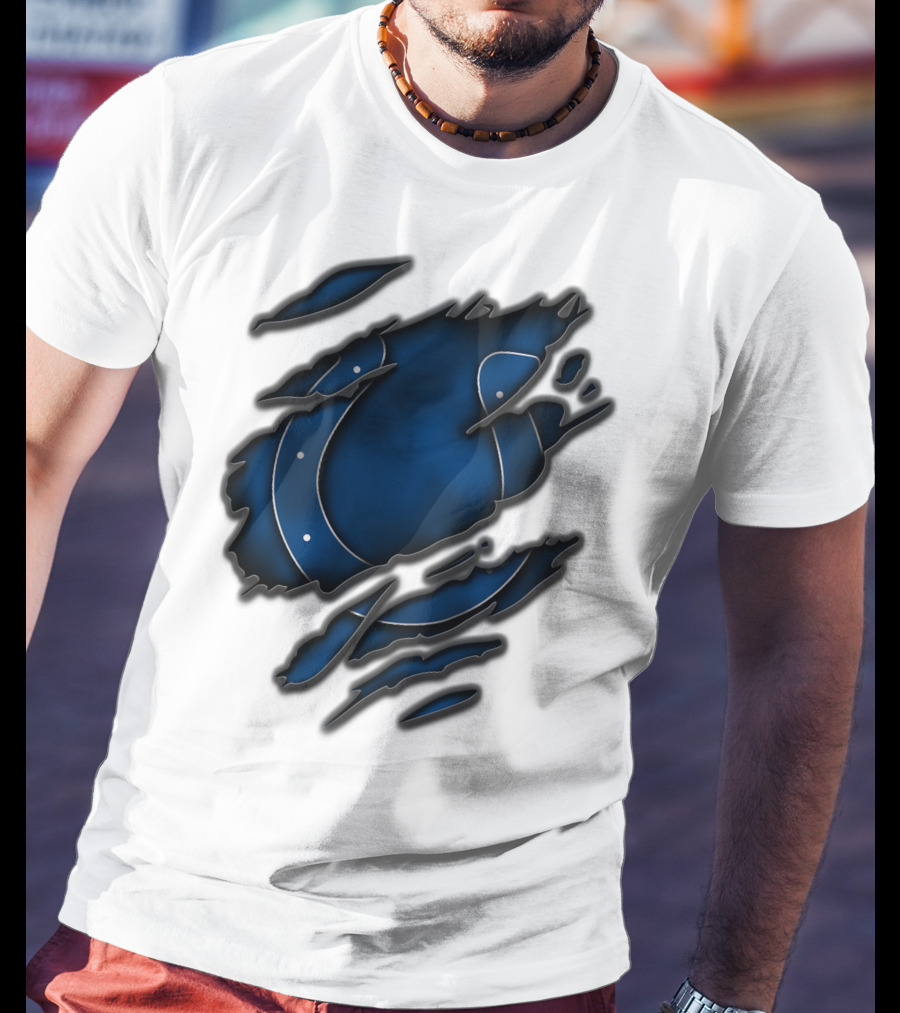 Torn Blue Horseshoe Indianapolis Colts T-Shirt
