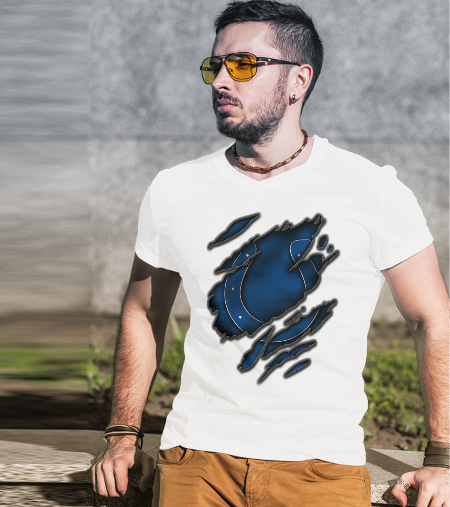 Torn Blue Horseshoe Indianapolis Colts T-Shirt