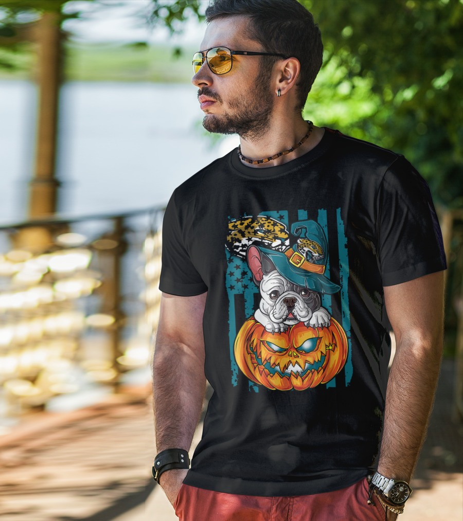 Hlw Bulldog Halloween Pumpkin Jacksonville Jaguars Hat T-Shirt