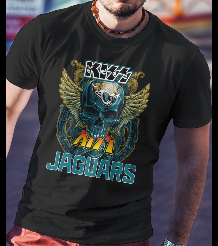 Kiss Jacksonville Jaguars Skull Wings T-Shirt