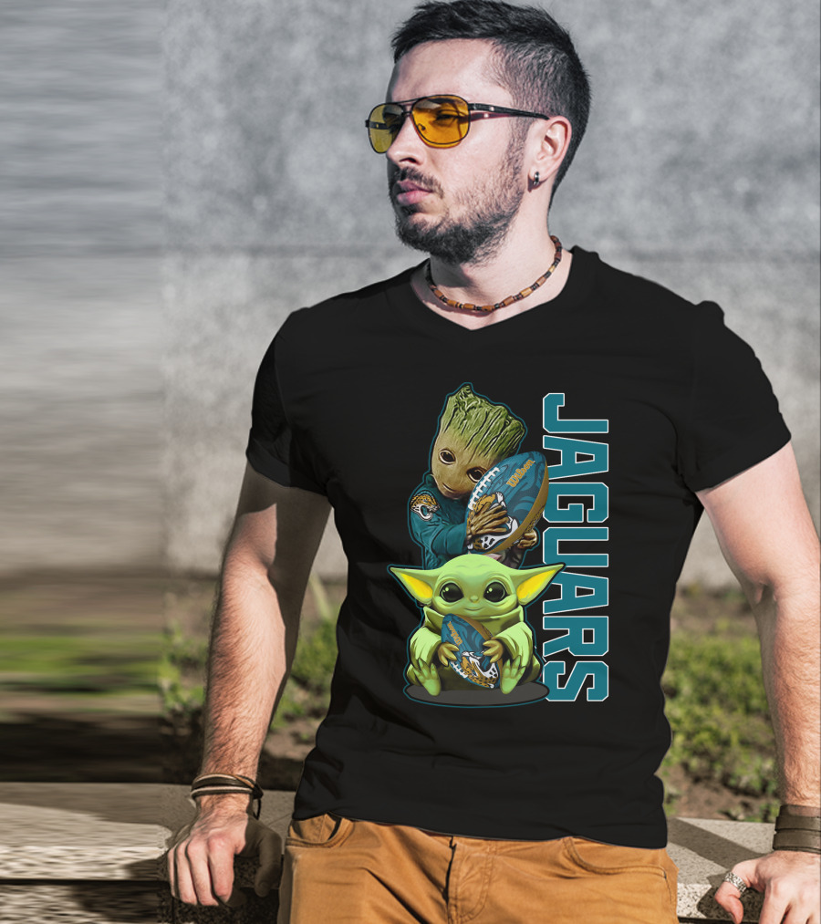 Grzd Jacksonville Jaguars Groot Baby Yoda Football T-Shirt
