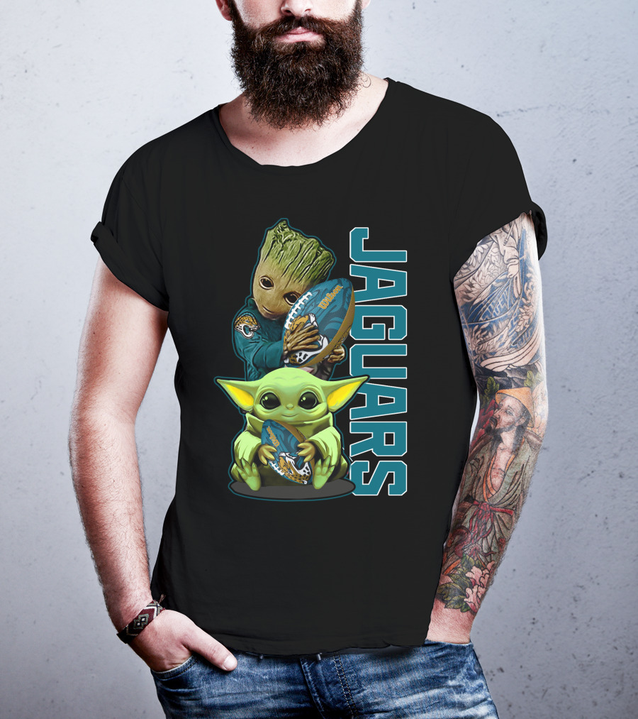 Grzd Jacksonville Jaguars Groot Baby Yoda Football T-Shirt