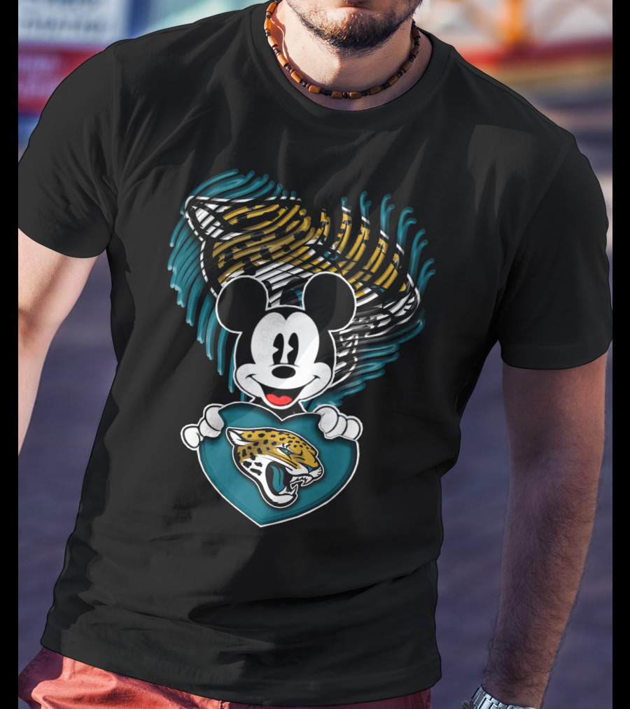 Mickey Mouse Jacksonville Jaguars Football Team Heart T-Shirt