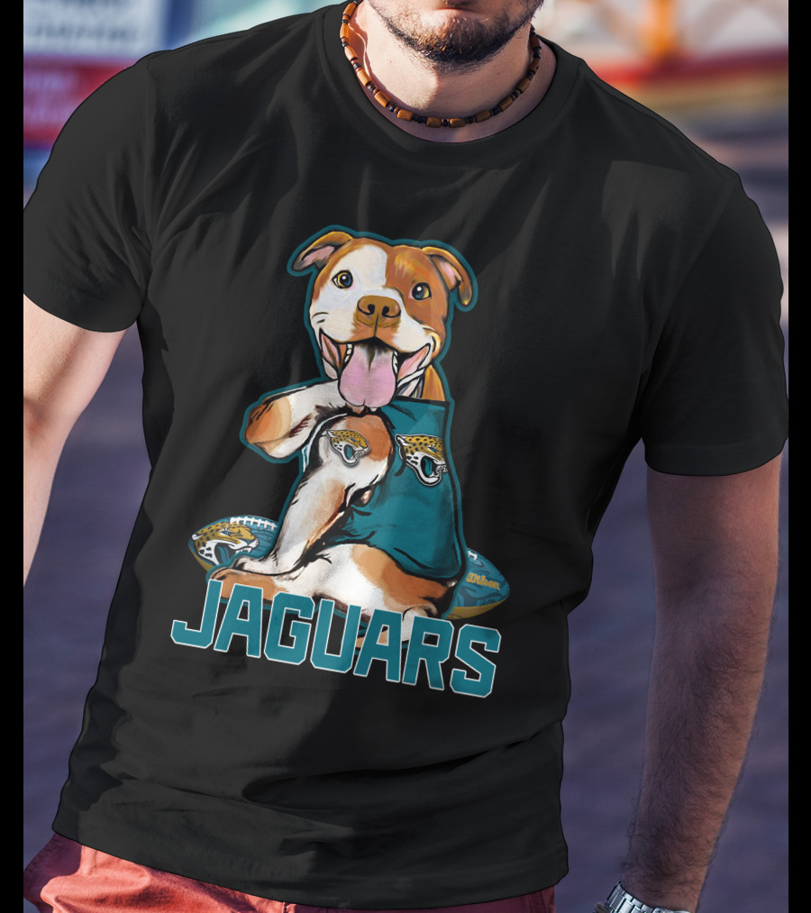Jaguars Pitbull Mascot With Jacksonville Football T-Shirt
