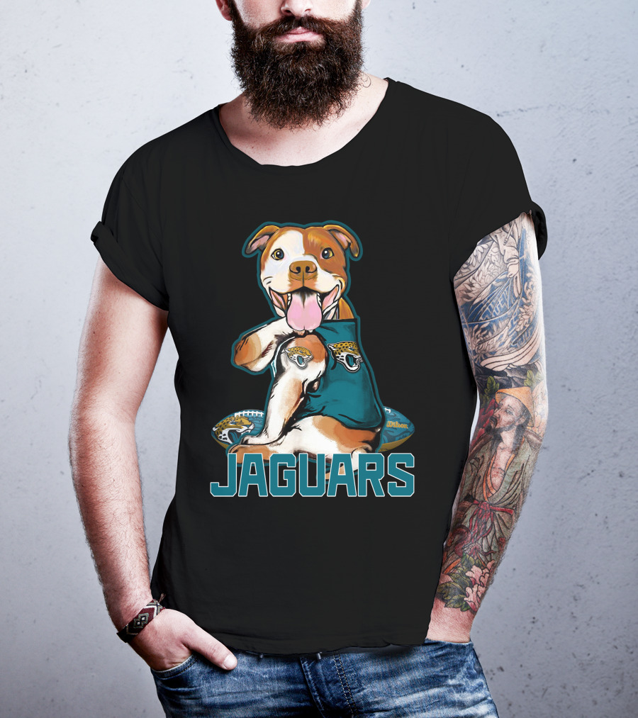 Jaguars Pitbull Mascot With Jacksonville Football T-Shirt