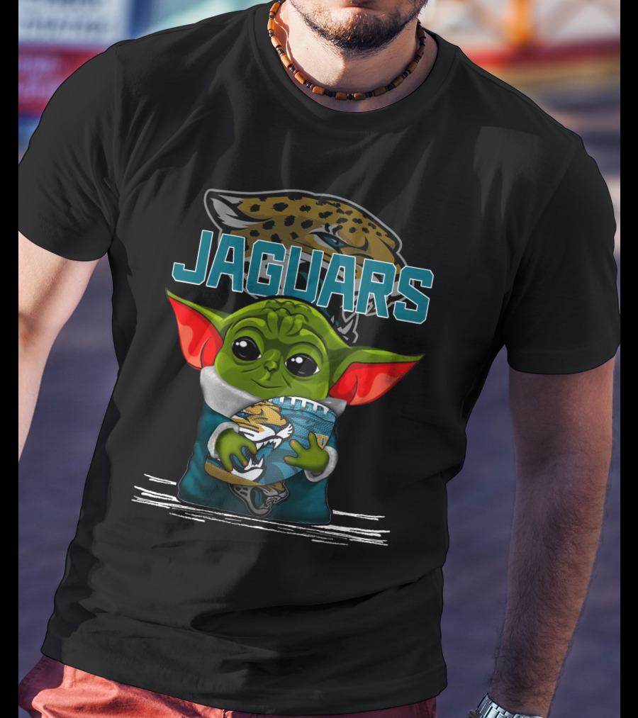 Jaguars Baby Yoda Holding Football Jacksonville Jaguars T-Shirt