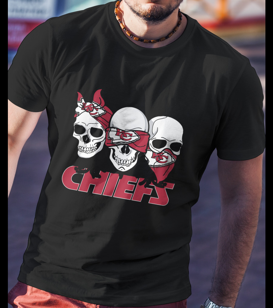3 Skull Chiefs Kansas City Chiefs T-Shirt