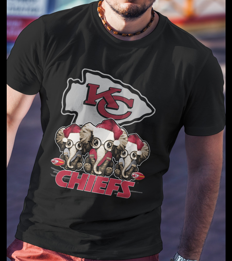 KC Chiefs Xmas Elephants Football Holiday Edition T-Shirt