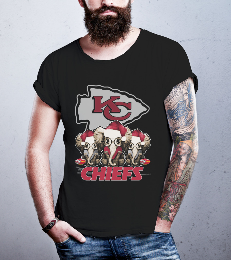 KC Chiefs Xmas Elephants Football Holiday Edition T-Shirt