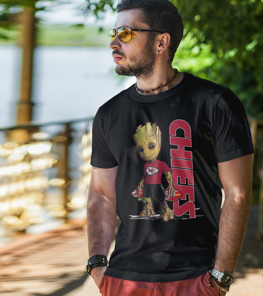 Groot Kansas City Chiefs NFL Fan Art With Chiefs T-Shirt