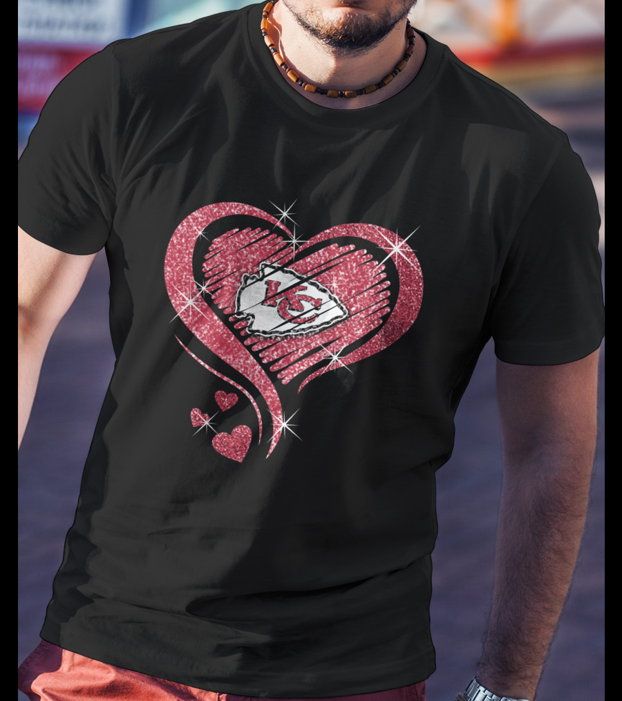 Kansas City Chiefs Heart Diamond Glitter T-Shirt