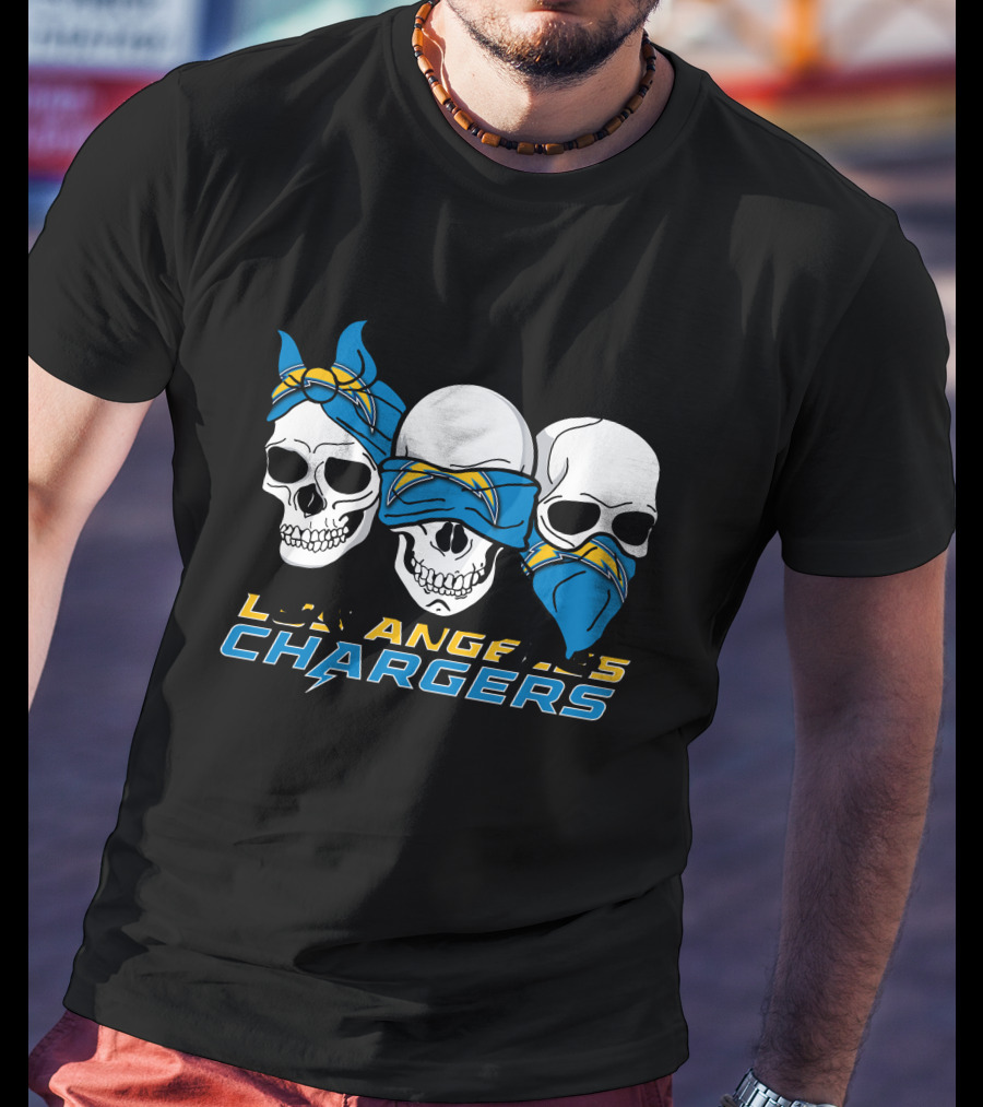Los Angeles Chargers Three Skulls With Bandanas T-Shirt