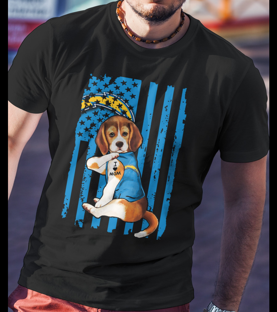 Beagle I Love Mom Los Angeles Chargers T-Shirt