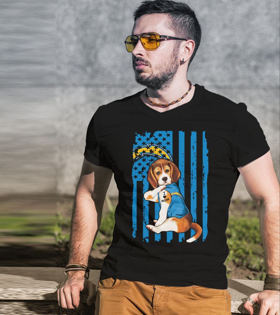Beagle I Love Mom Los Angeles Chargers T-Shirt