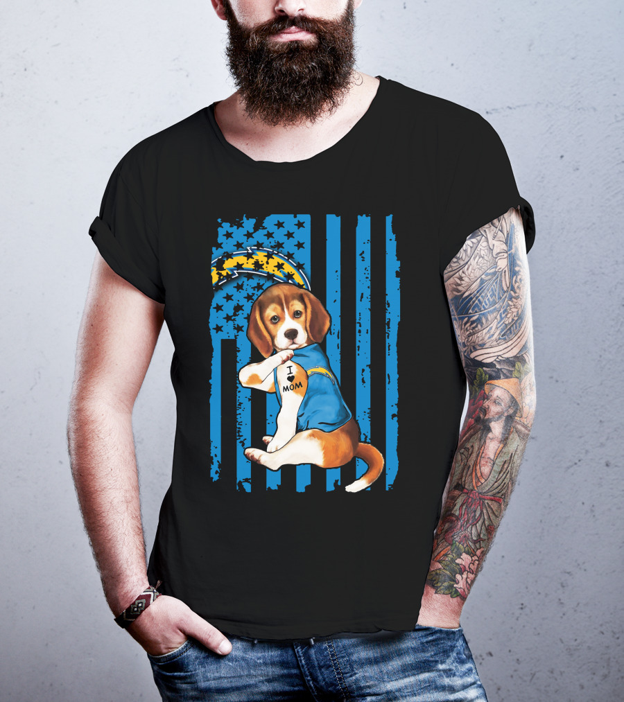 Beagle I Love Mom Los Angeles Chargers T-Shirt