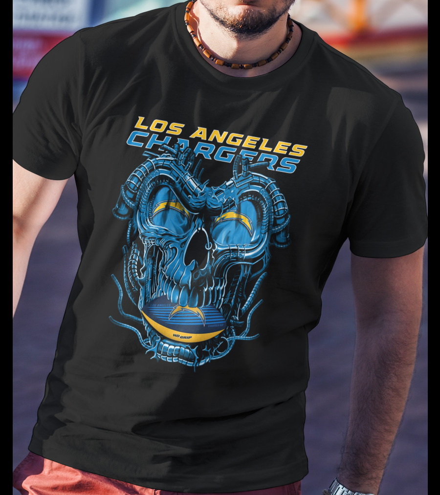 Los Angeles Chargers Dragonskull Official NFL Football T-Shirt