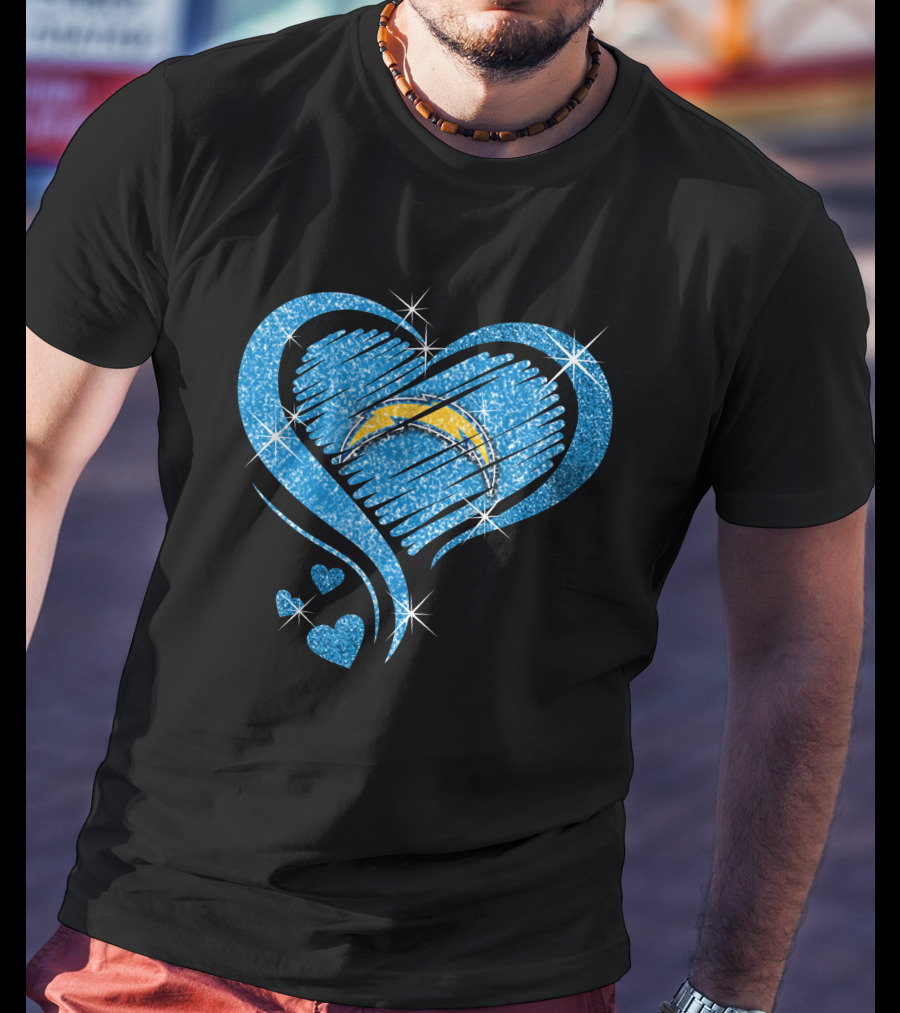Heart Diamond Sparkle Los Angeles Chargers T-Shirt