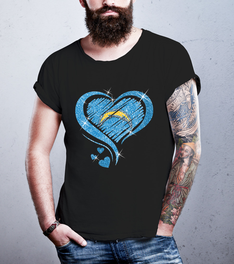 Heart Diamond Sparkle Los Angeles Chargers T-Shirt