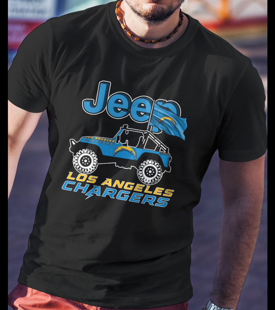Jeep Los Angeles Chargers Blue Flag And Off-Road Vehicle T-Shirt
