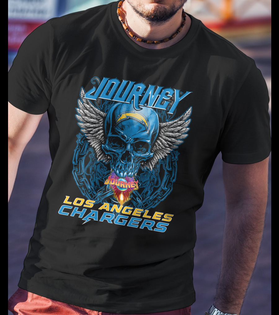 Journey Los Angeles Chargers Skull Winged Helmet T-Shirt
