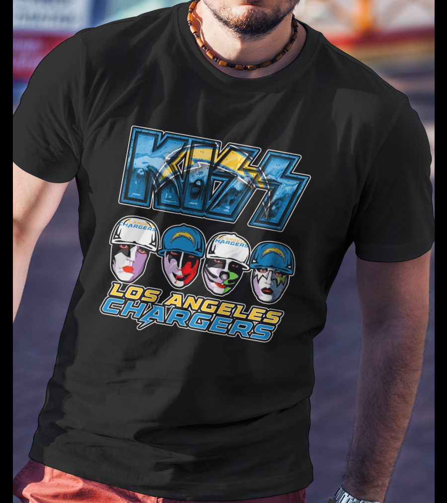 Kiss Los Angeles Chargers Band Face Paint NFL Crossover T-Shirt