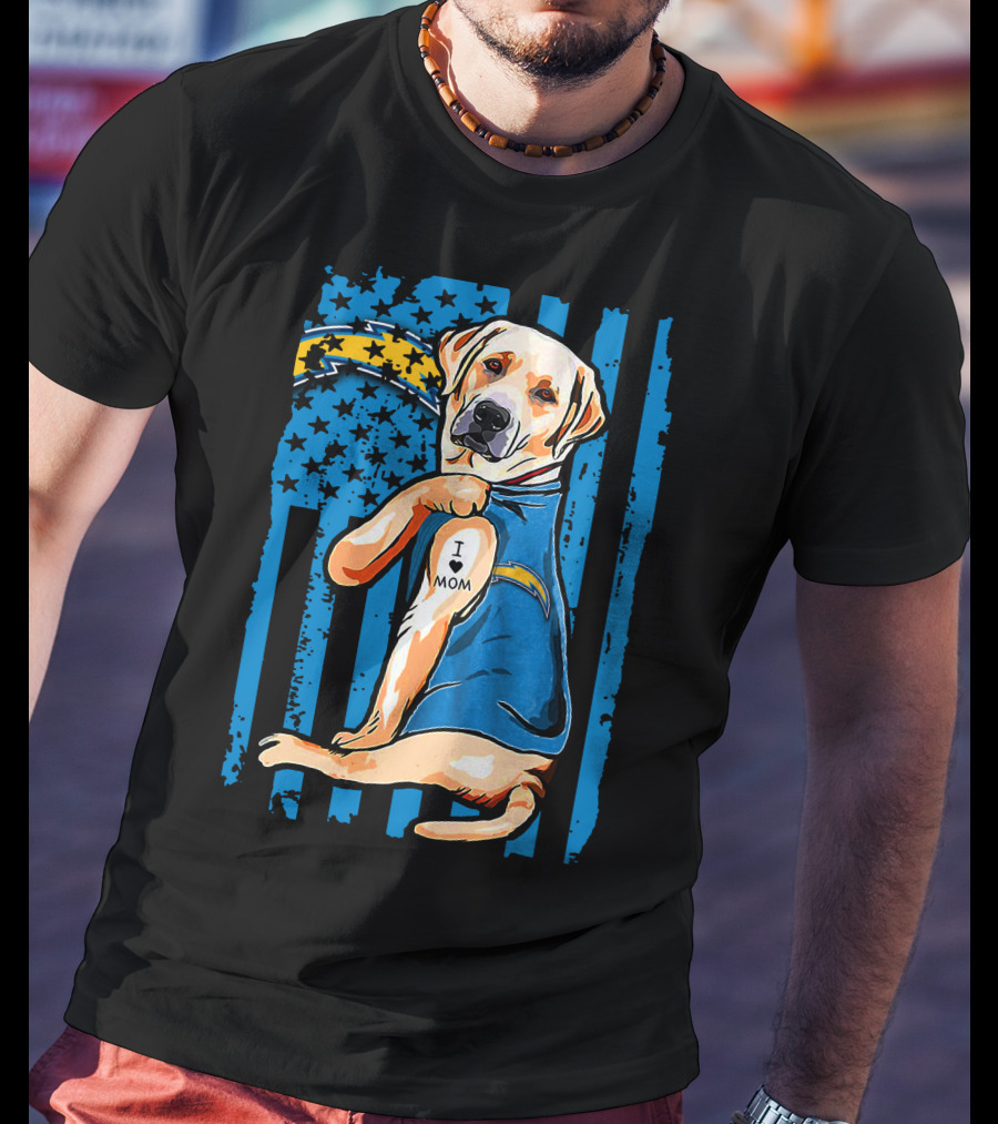 Labrador Retriever I Love Mom Los Angeles Chargers T-Shirt