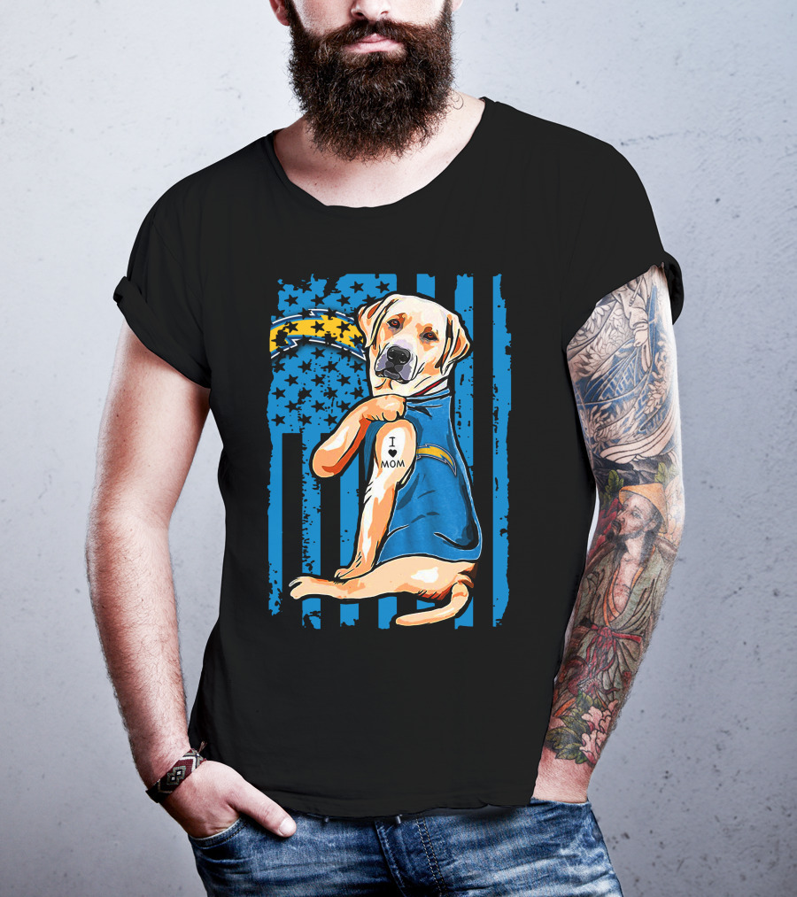 Labrador Retriever I Love Mom Los Angeles Chargers T-Shirt