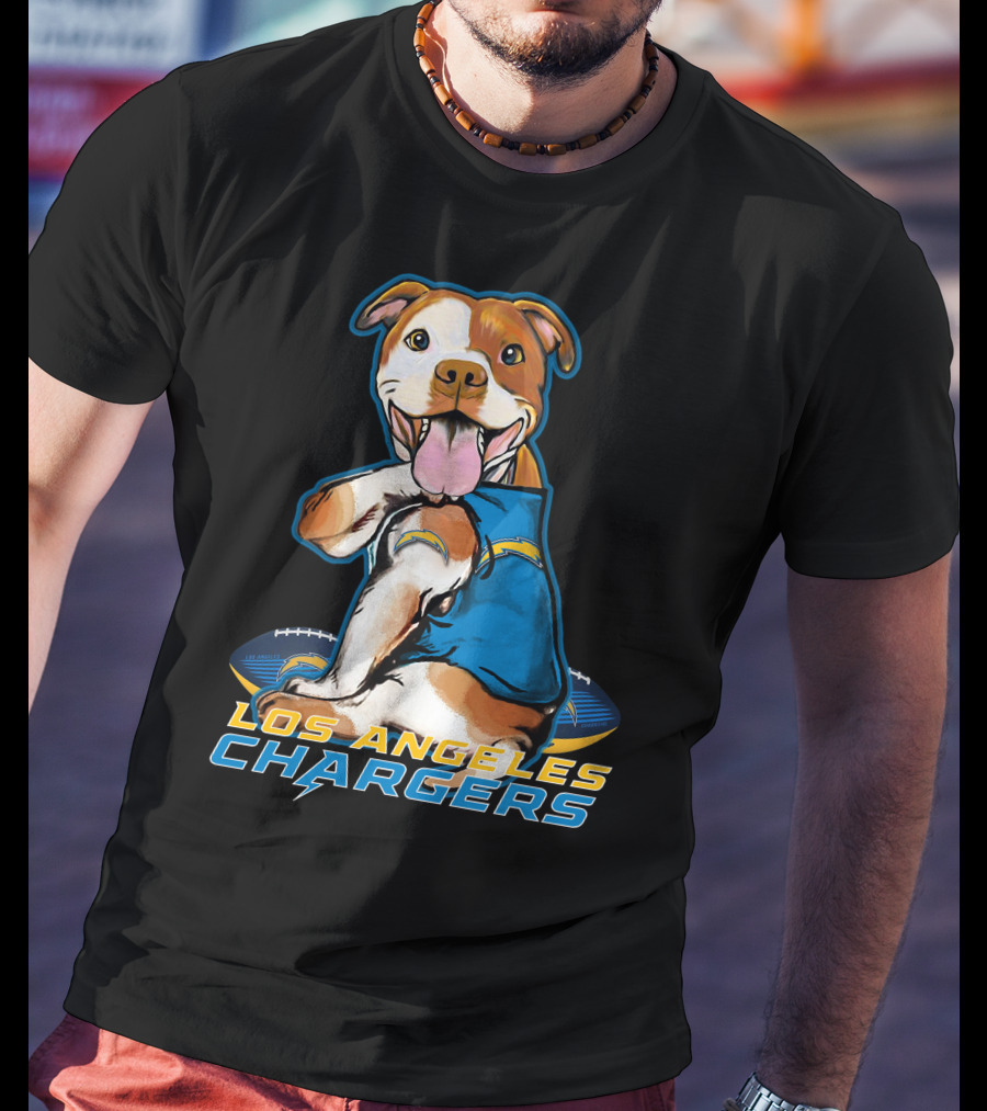 Pittbull Los Angeles Chargers NFL Football Dog Fan T-Shirt