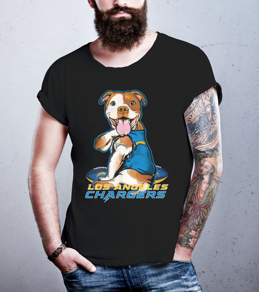 Pittbull Los Angeles Chargers NFL Football Dog Fan T-Shirt