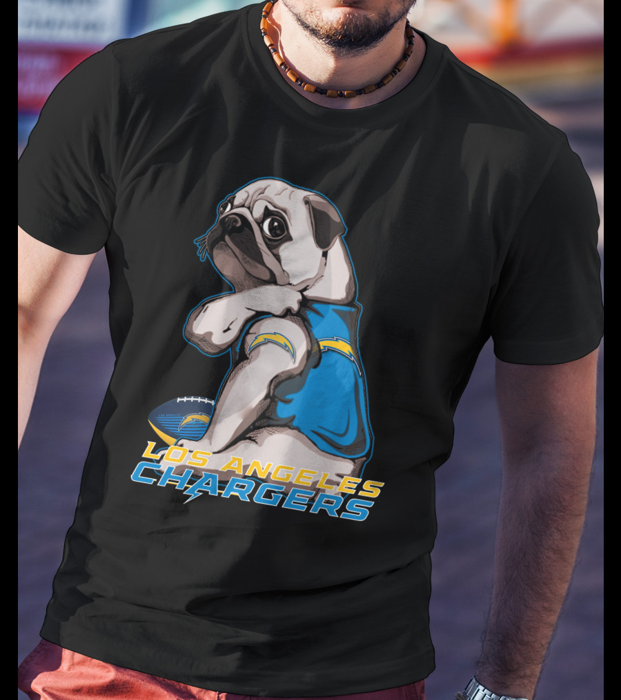 Los Angeles Chargers Pug Football T-Shirt