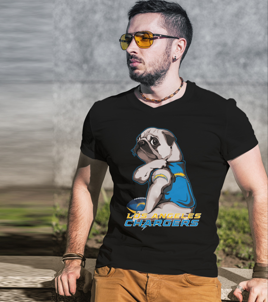 Los Angeles Chargers Pug Football T-Shirt