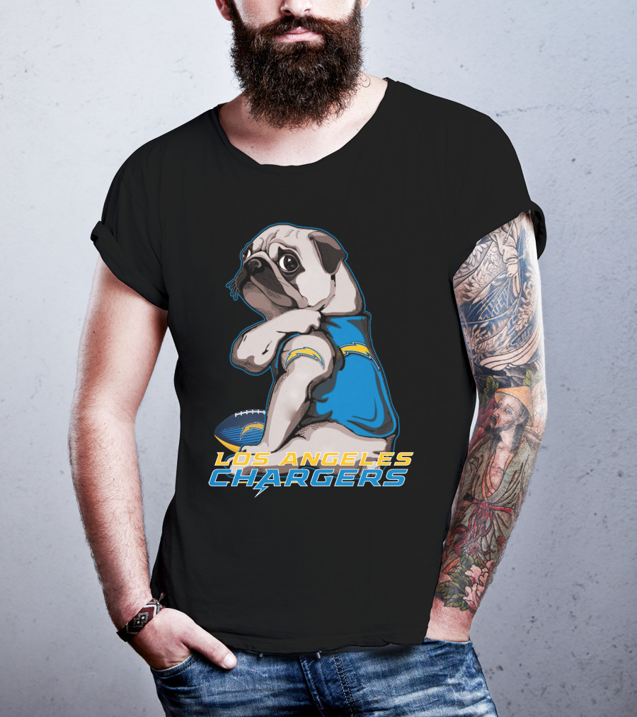 Los Angeles Chargers Pug Football T-Shirt