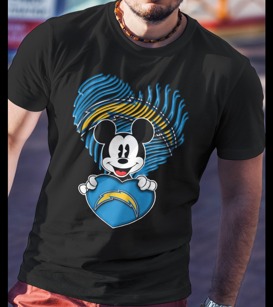 Mick Mouse Los Angeles Chargers Heart T-Shirt
