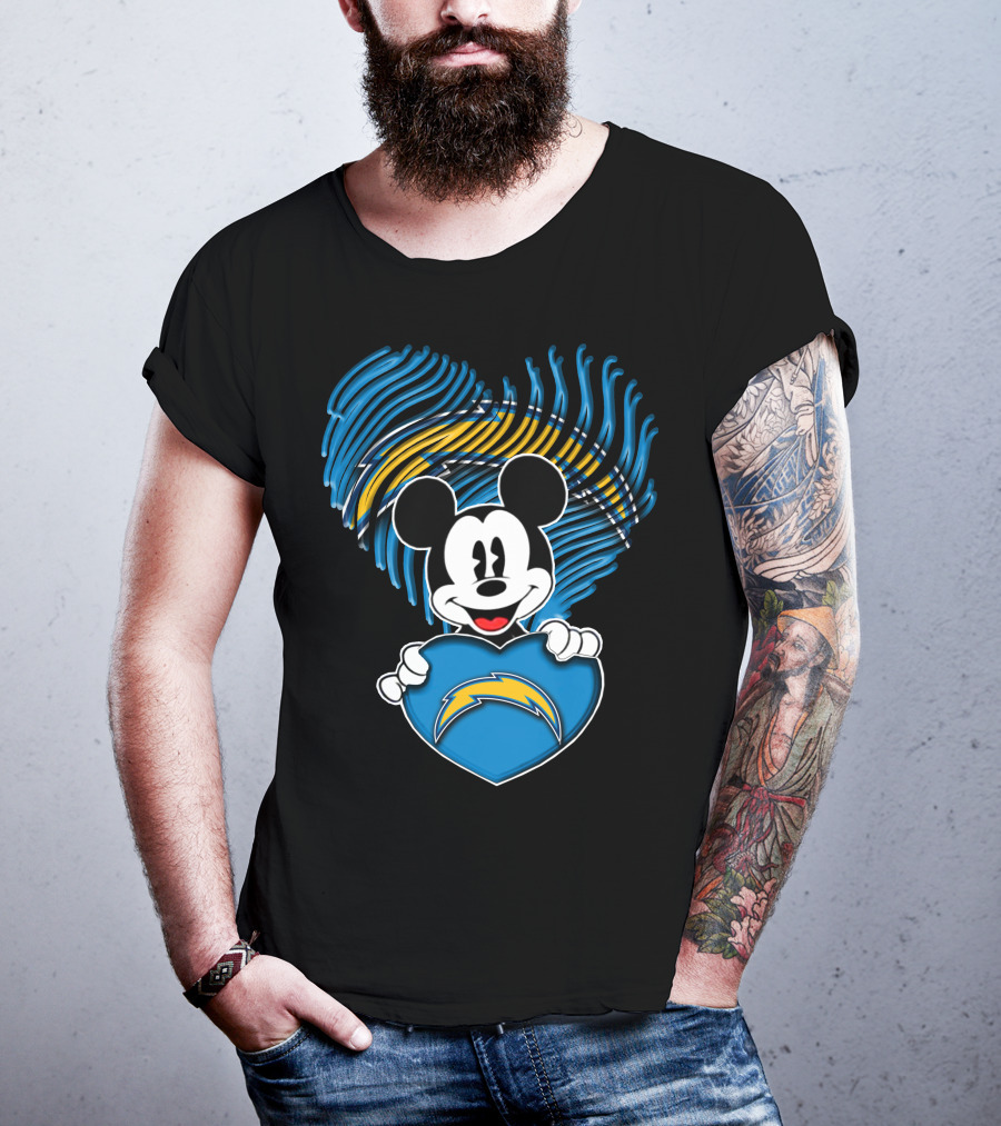 Mick Mouse Los Angeles Chargers Heart T-Shirt