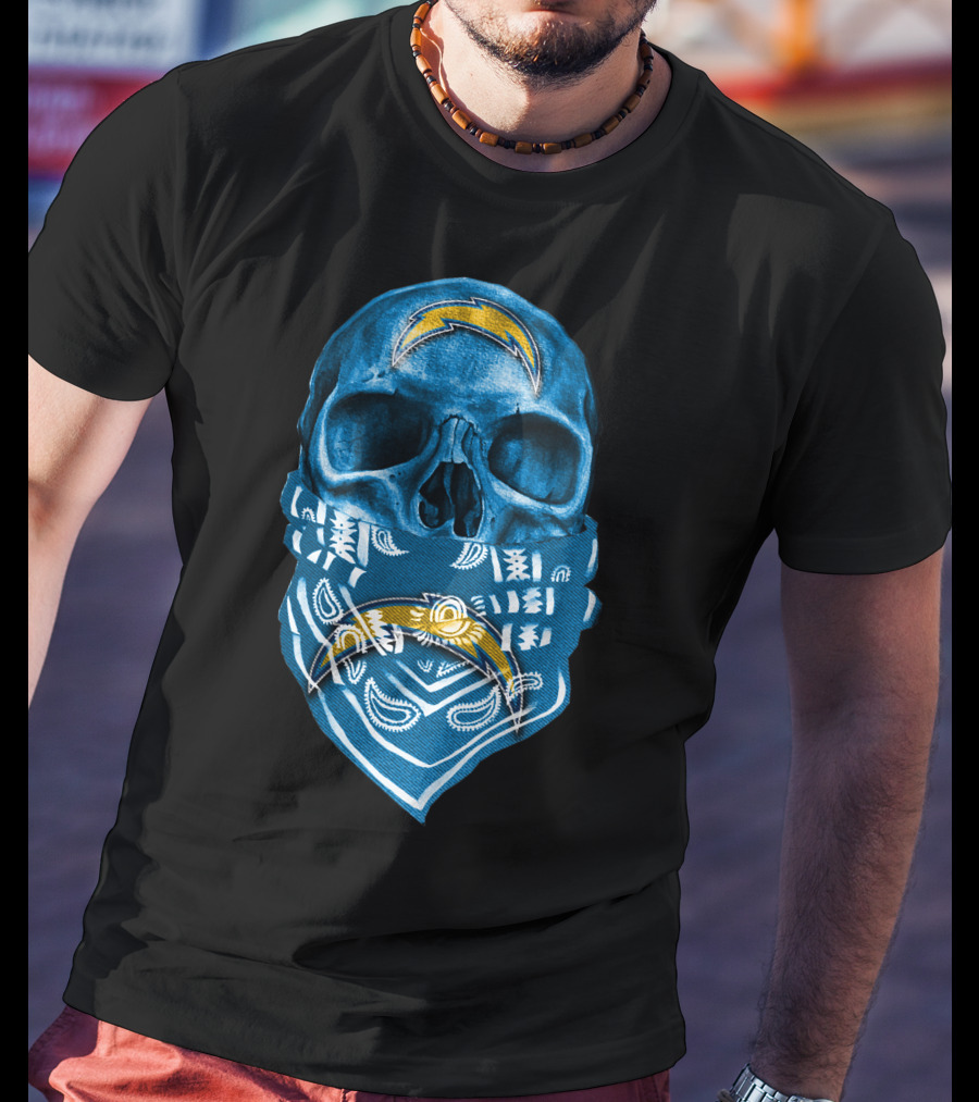 Skull Bandana Los Angeles Chargers T-Shirt