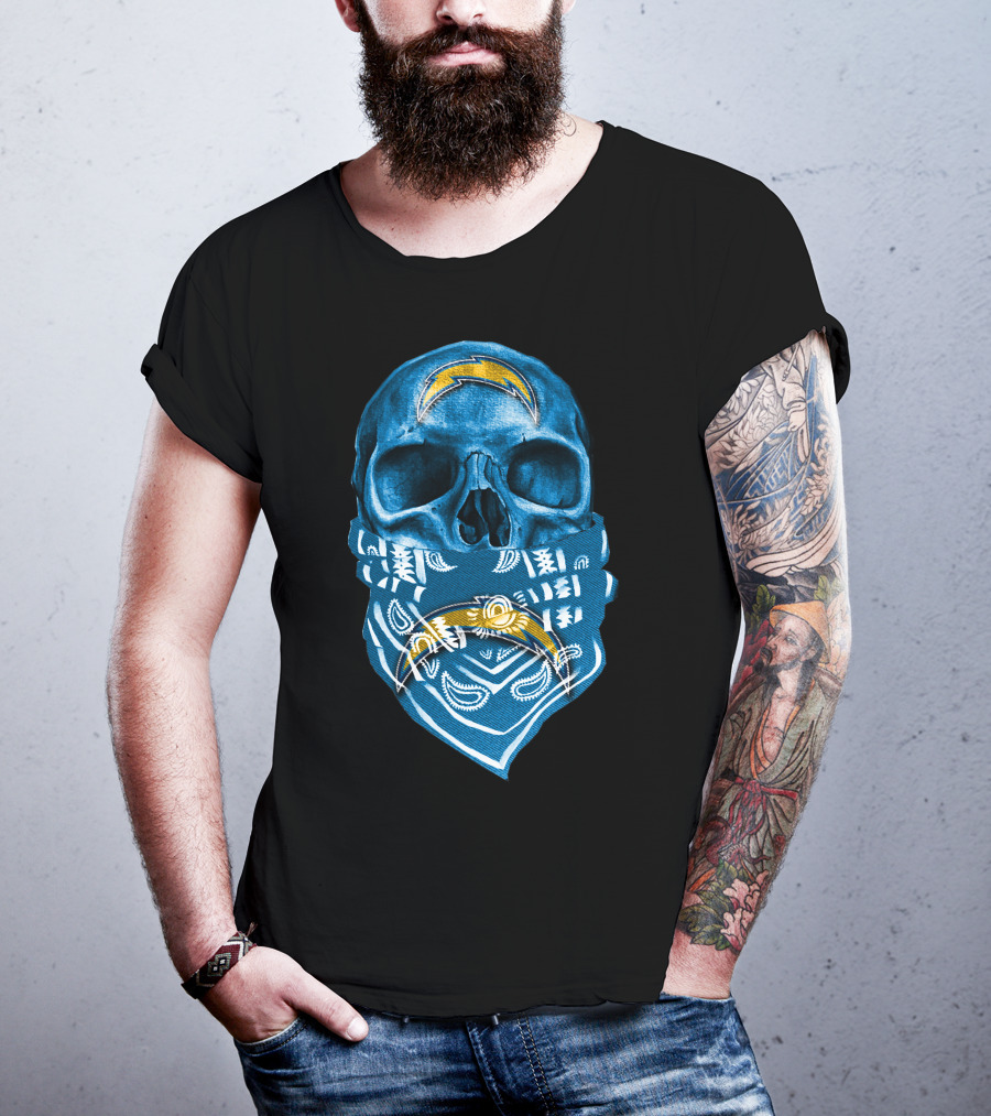 Skull Bandana Los Angeles Chargers T-Shirt