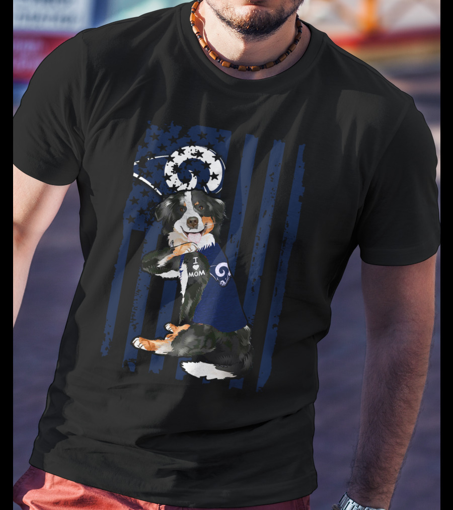 Border Collie I Love Mom Los Angeles Rams T-Shirt