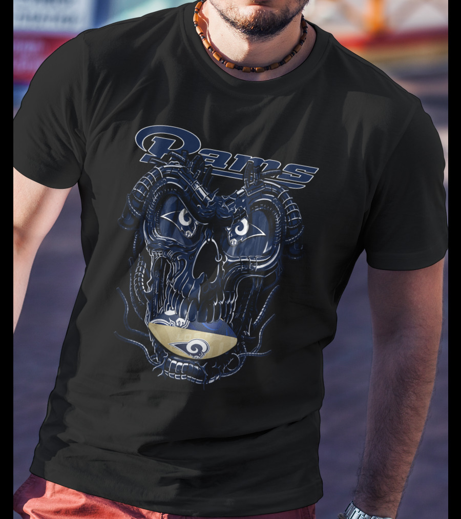 Rams Dragonskull Los Angeles Football Motif T-Shirt
