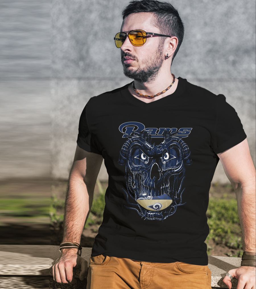 Rams Dragonskull Los Angeles Football Motif T-Shirt