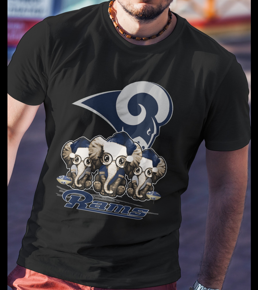 Elephant Xmas Los Angeles Rams T-Shirt