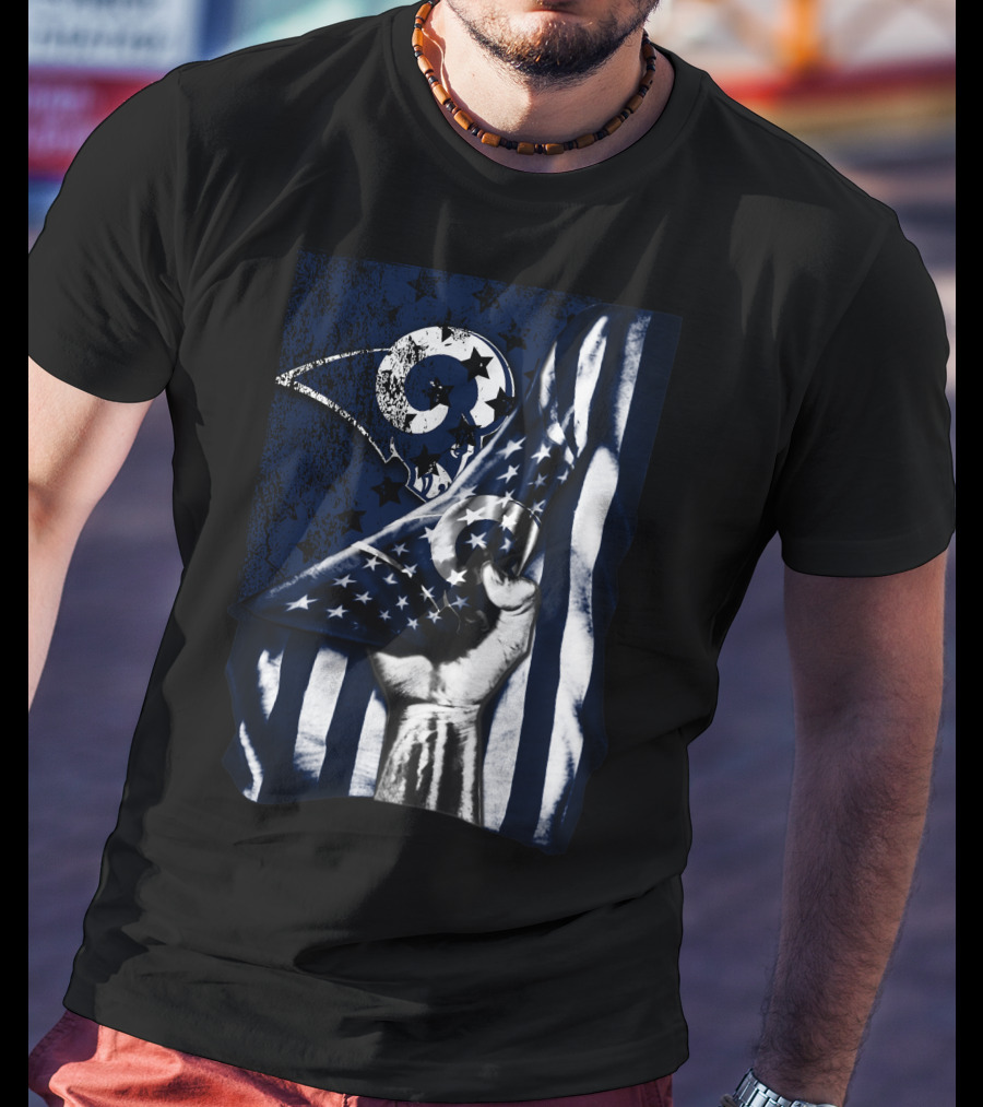 Los Angeles Rams American Flag Stars And Stripes Hand T-Shirt