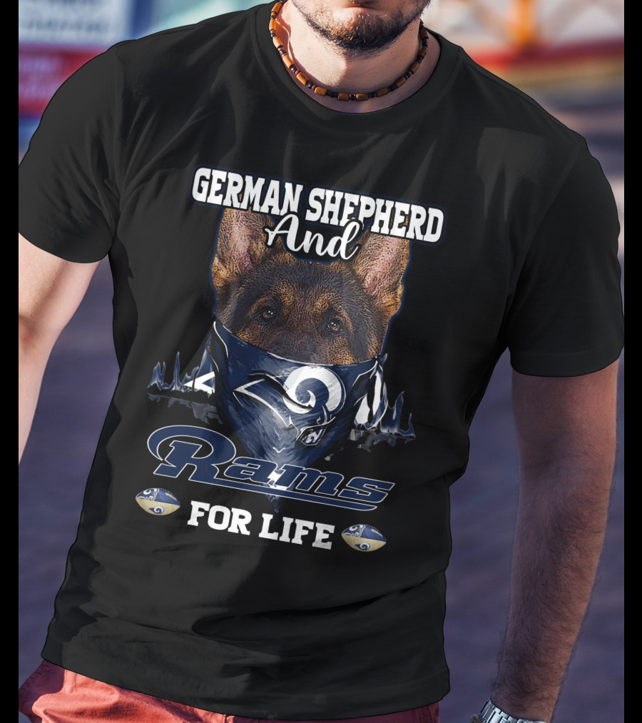 German Shepherd And Rams For Life Los Angeles T-Shirt