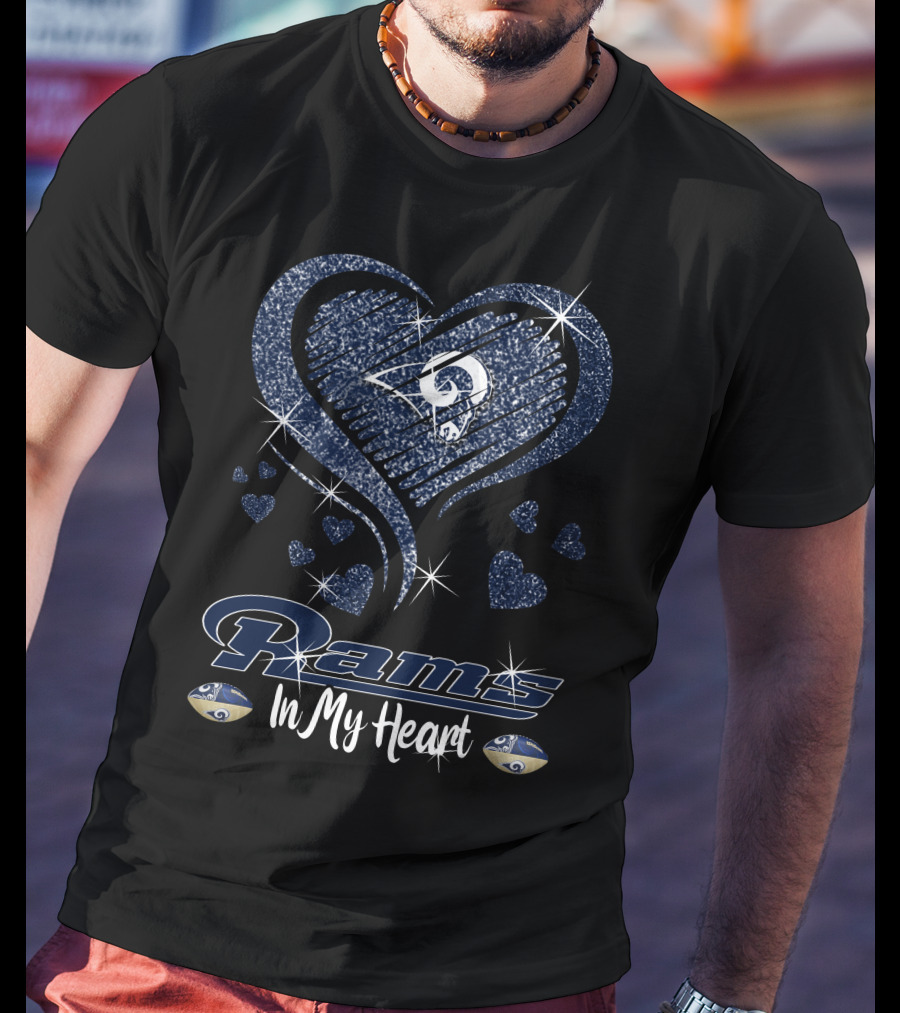 Rams In My Heart Los Angeles Football Team Sparkling Heart T-Shirt