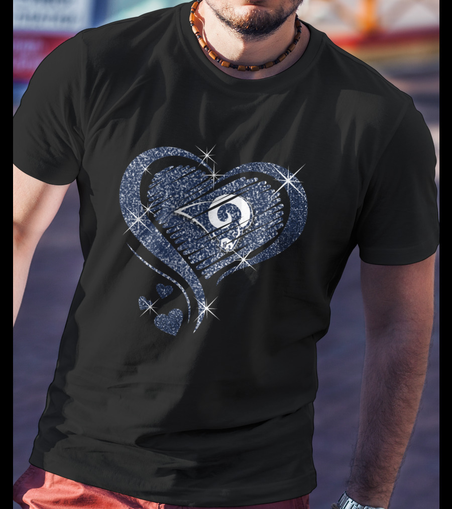 Sparkling Heart Diamond Los Angeles Rams T-Shirt