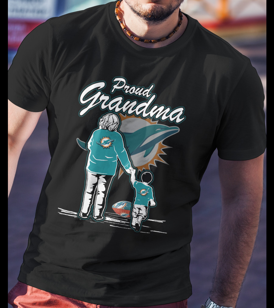 Proud Grandma Miami Dolphins Fan With Logo And Child T-Shirt