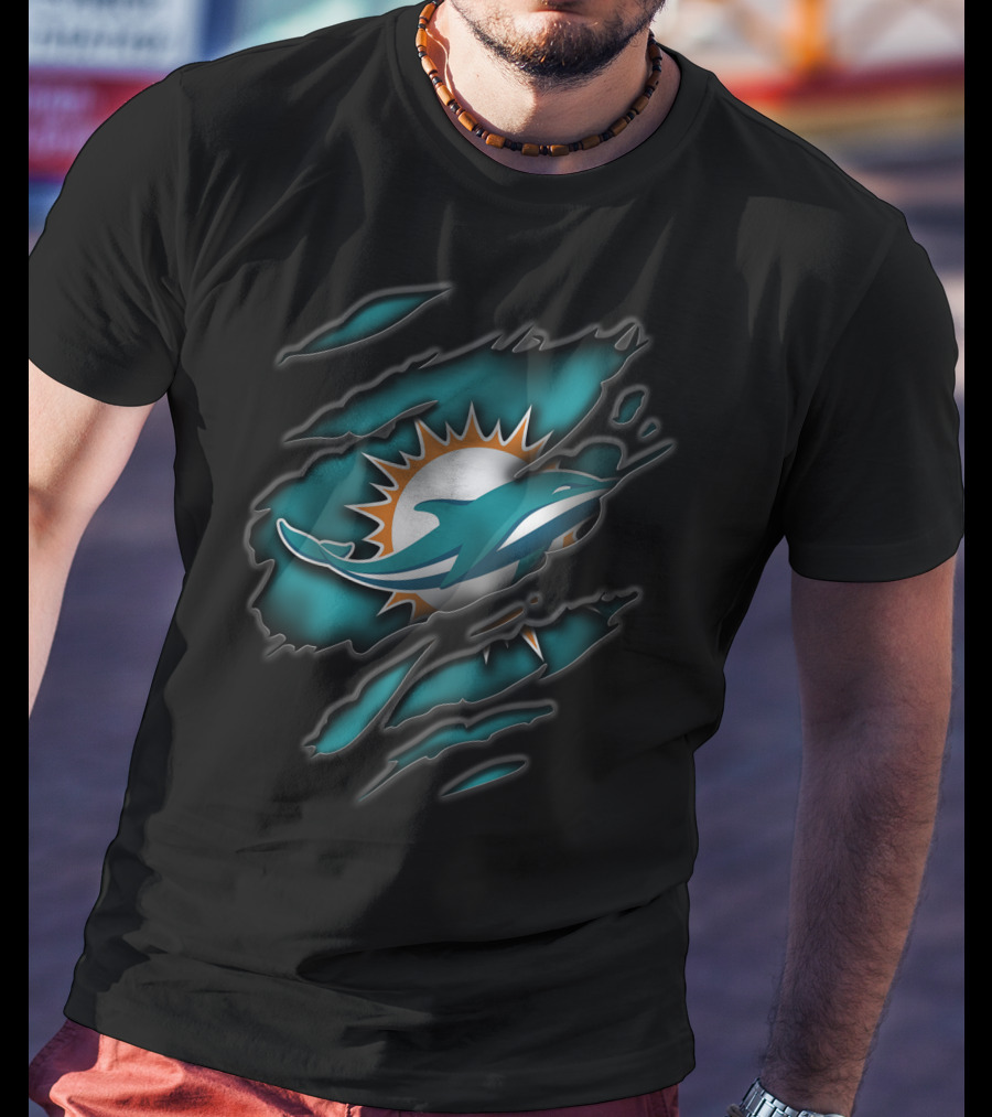Miami Dolphins Logo Torn T-Shirt